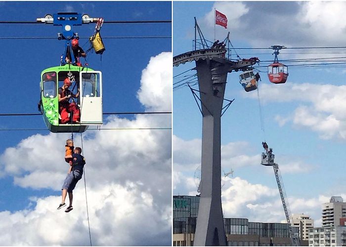 Rhine Cable Car Fire crew rescues passengers trapped mid-air in cable car photo
